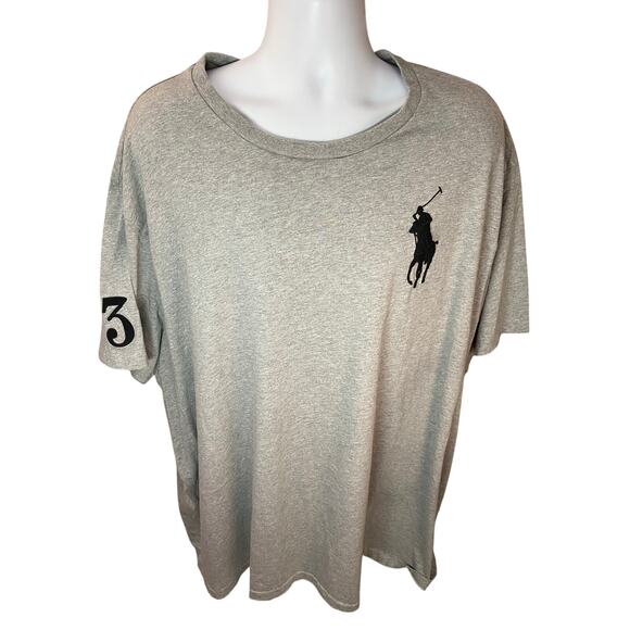 Polo Ralph Lauren Number 3 Gray Large Horse T-Shirt Men’s Sz 4XB Big and Tall - Picture 1 of 9